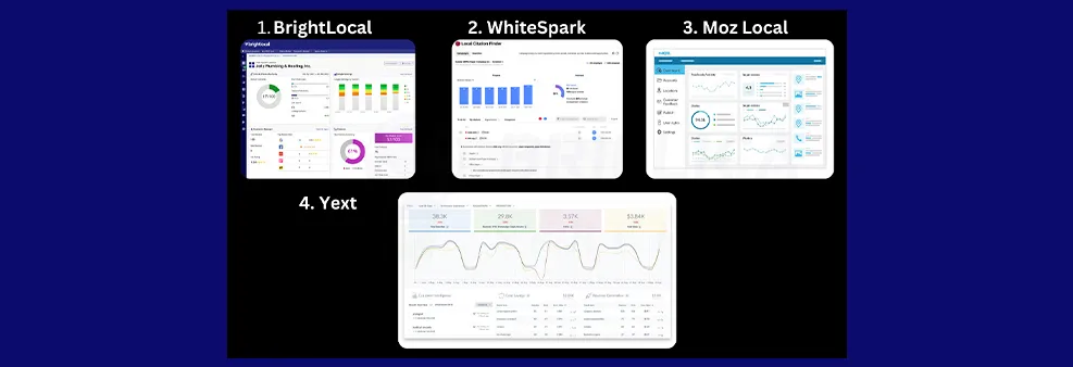 BrightLocal, Whitespark, Moz Local, and Yext