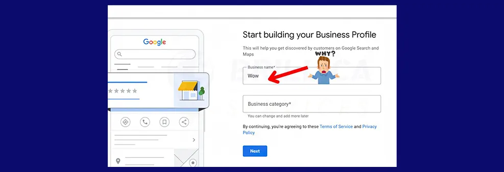 Business name and information
